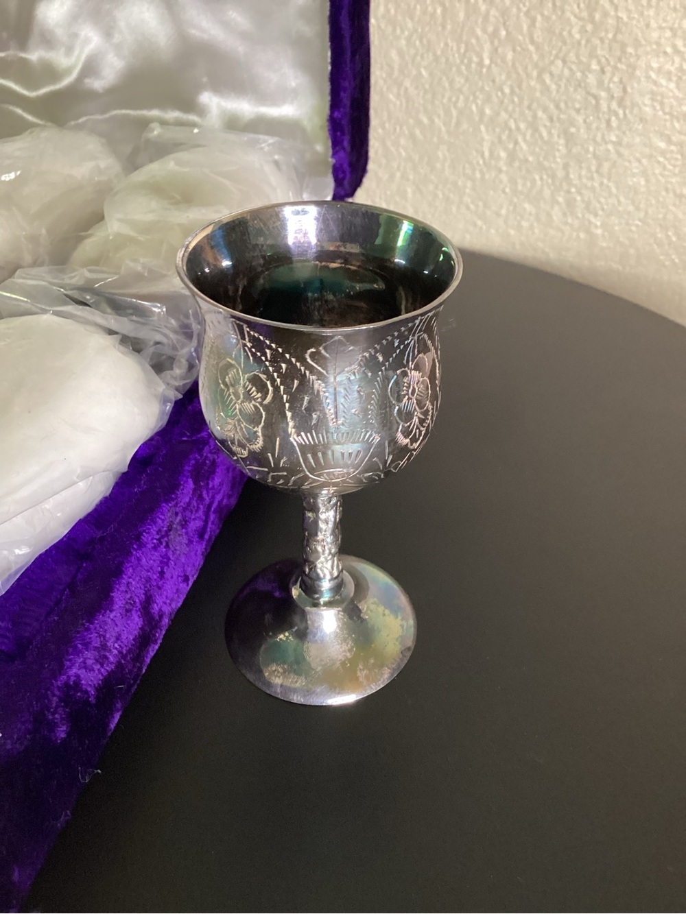 Elegant Silver-Tone Decorative Goblet